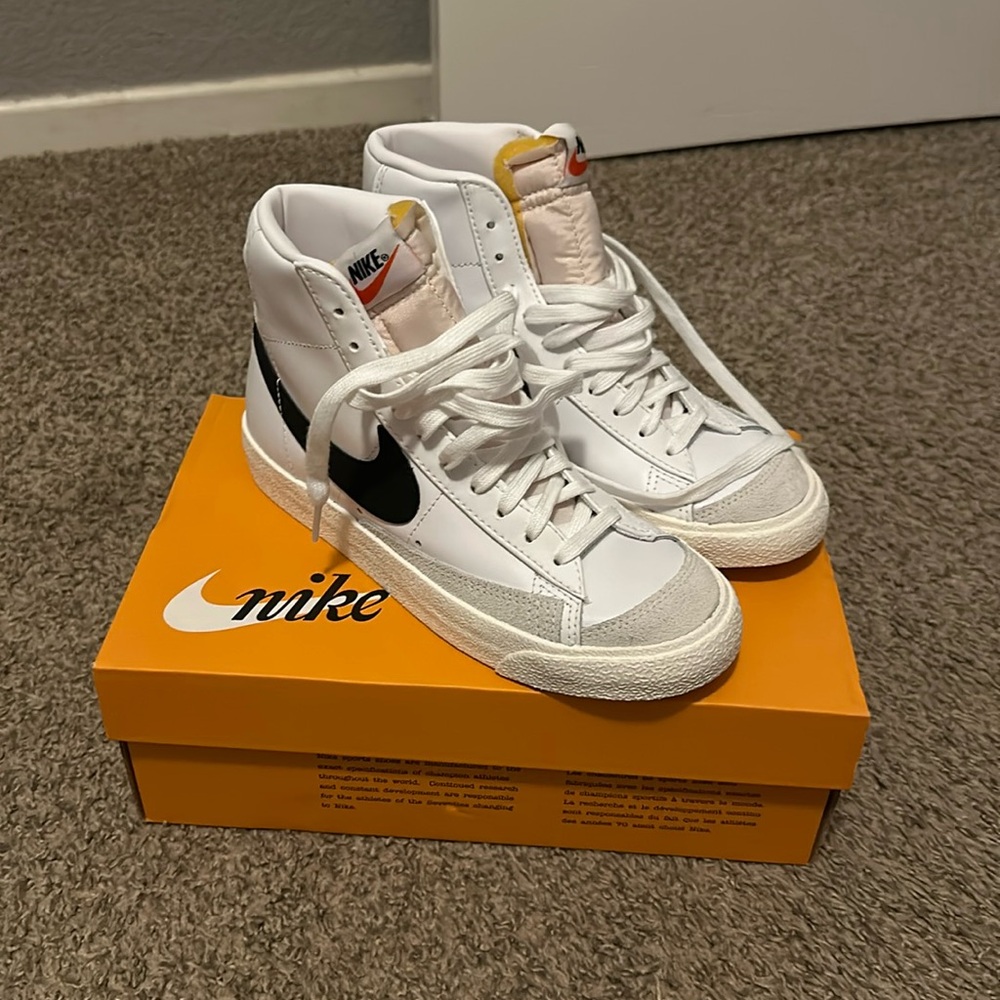 Nike White and Black High-Top Sneakers